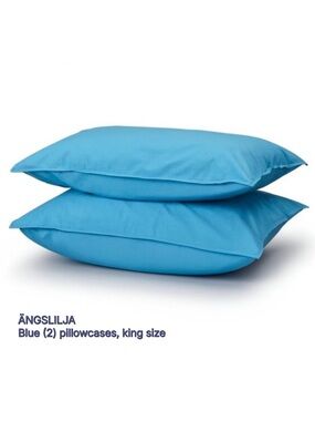 Blue Cotton Pillowcase/Shams - King Size